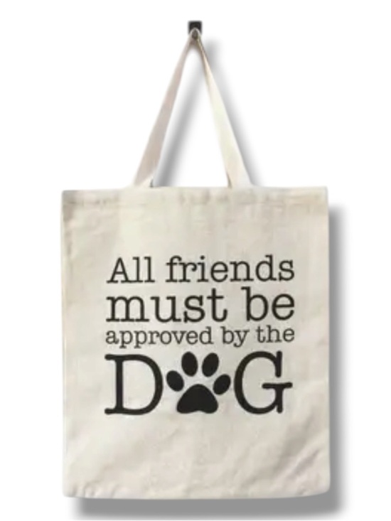Mabelle Handbags - "All Friends Must Be Approved By The Dog" Canvas Tote Bag - NWT